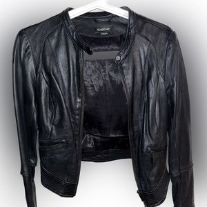 Womans vintage Black Moto leather jacket from BEBE XS